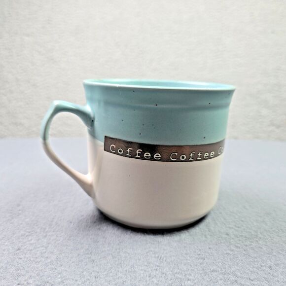 Coffee Mug Boston Warehouse 20 Oz Aqua Blue Colorblock Metallic Strip Modern - Picture 7 of 7